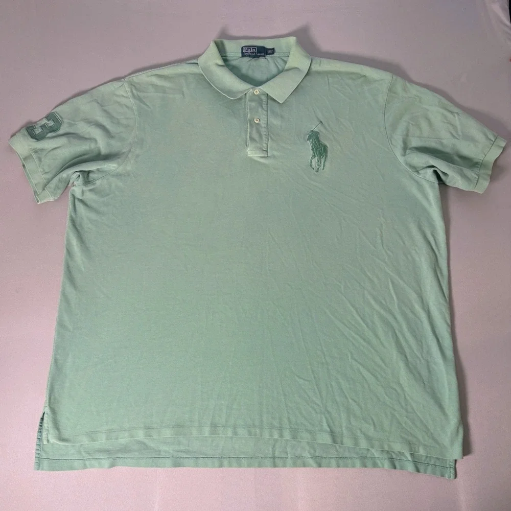 Polo Ralph Lauren Big Pony Polo Shirt Mens 4XLT Tall Mint Green Cotton Pique
